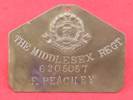 WW11 Brass Bed Plate - The Middlesex Regt
