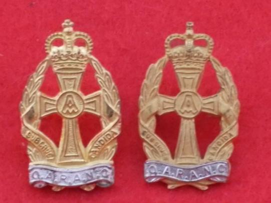 Officers Pair of Collar Badges - Q.A.R.A.N.C.
