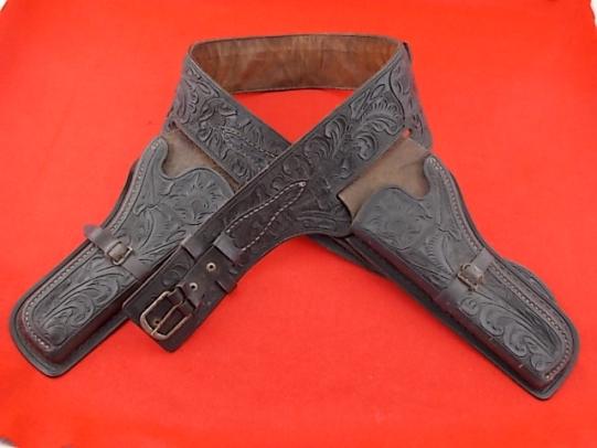 US Cowboy Tooled Double Holster and Belt