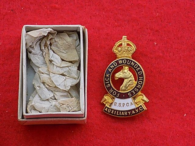 Boxed WW1 Pin Badge, - R S P C A - Auxiliary AVC